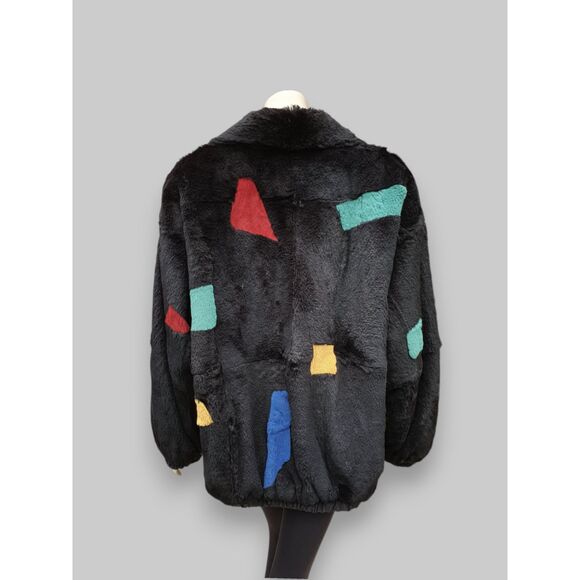 Black/Multicolor Reversible Rabbit Jacket -XL - Picture 4 of 11